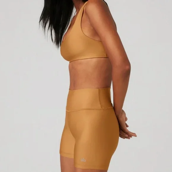 ALO Yoga Women's Brown Bike Shorts - Picture 3 of 6